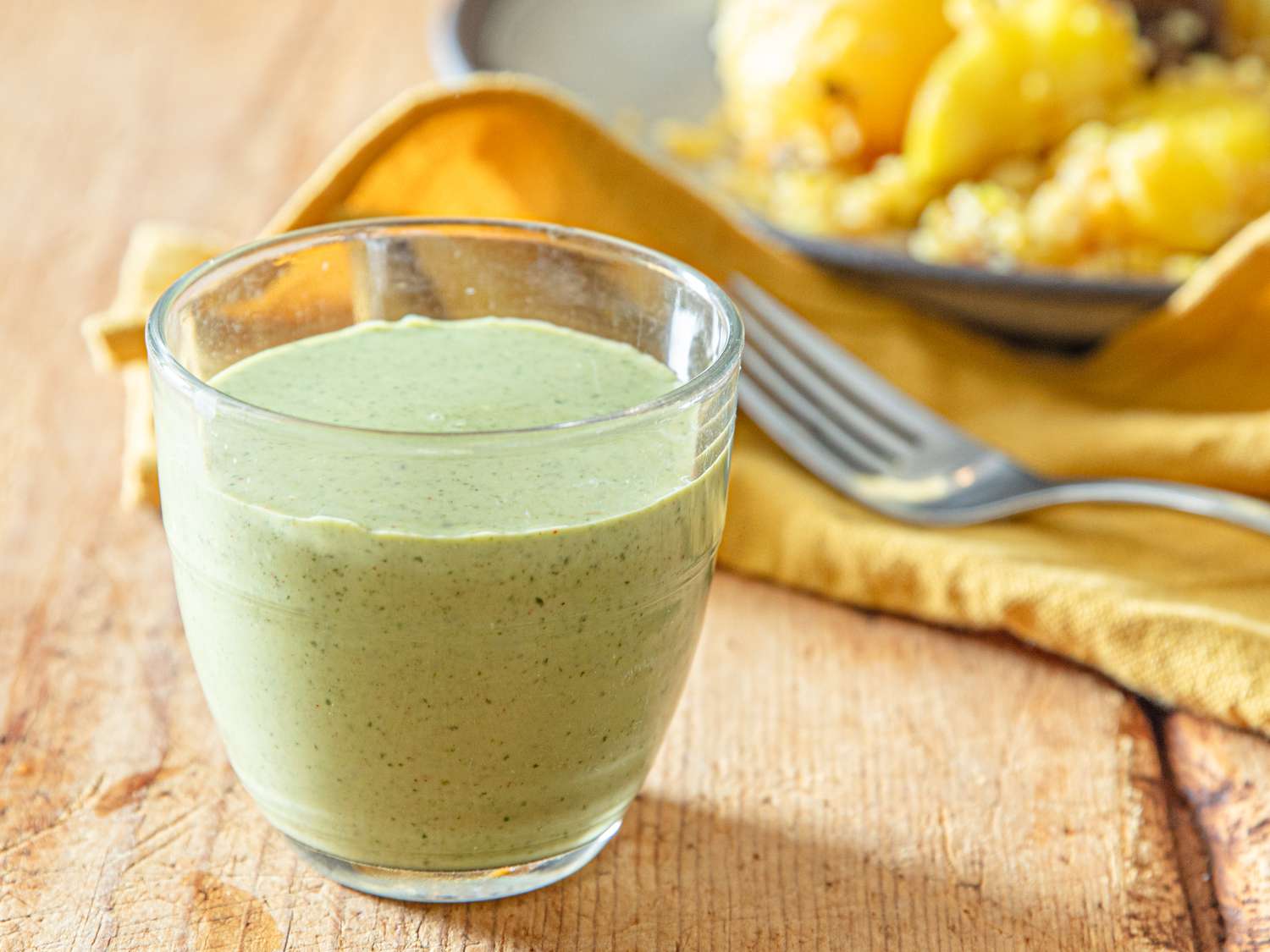 Side view of salted mint lassi