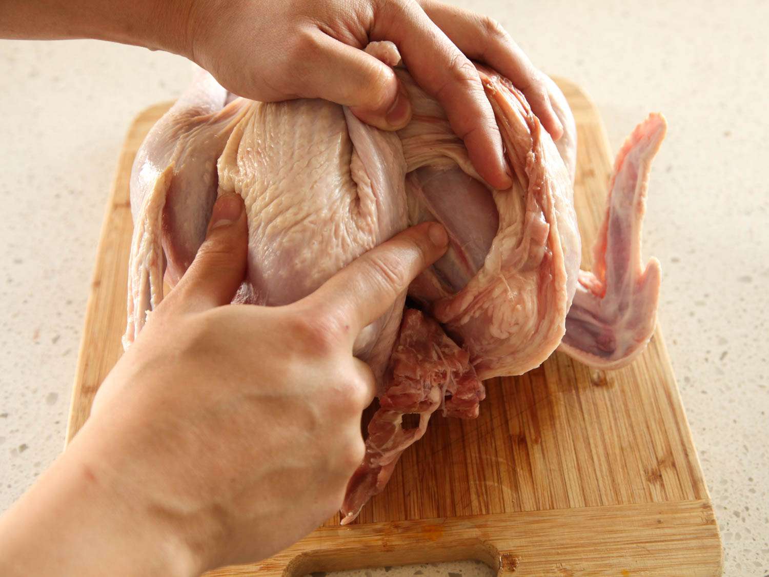 removing the wishbone from a raw turkey
