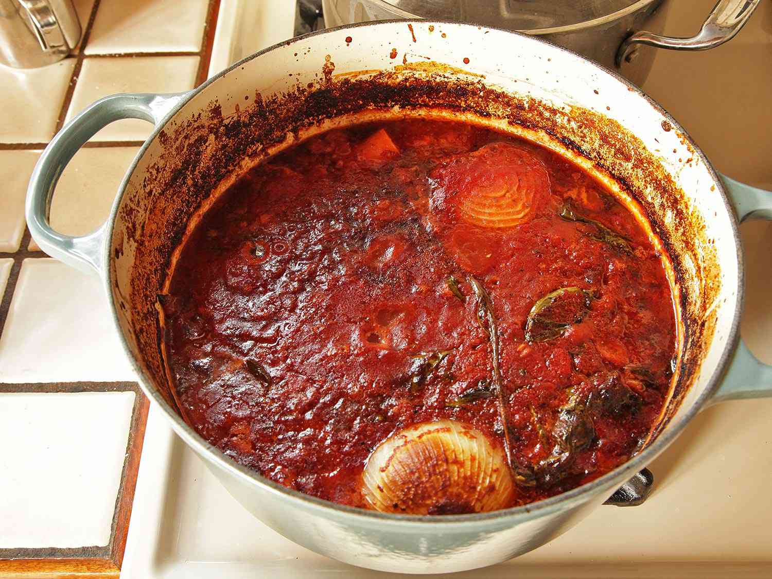 Tomato sauce after 2 hours of cooking in the oven
