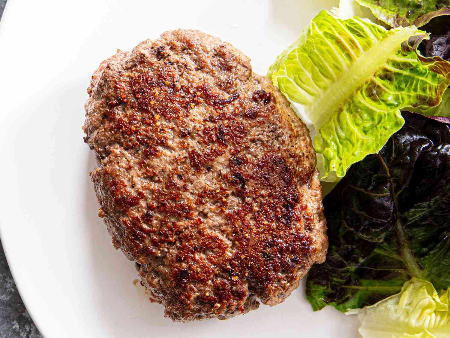 Overhead view of steak hache