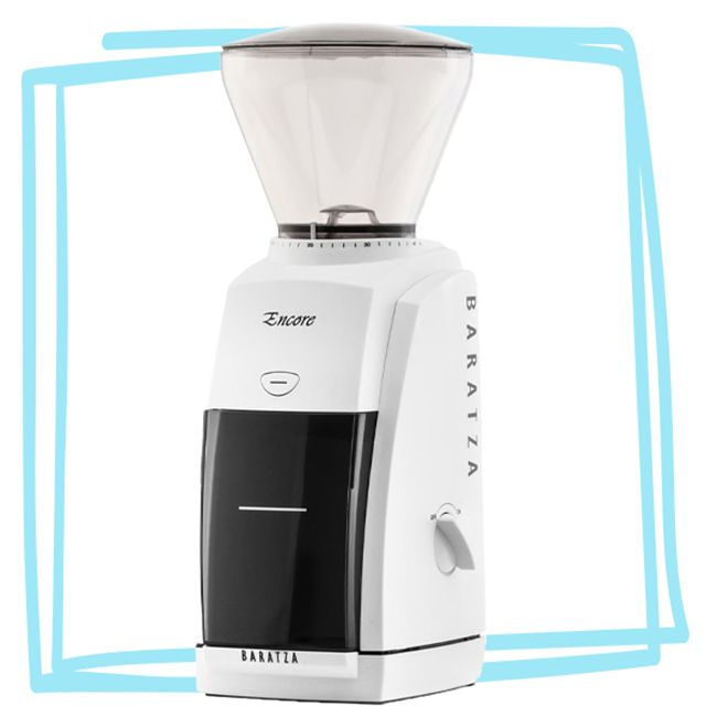Baratza Encore conical burr coffee grinder with hopper and side handle visible
