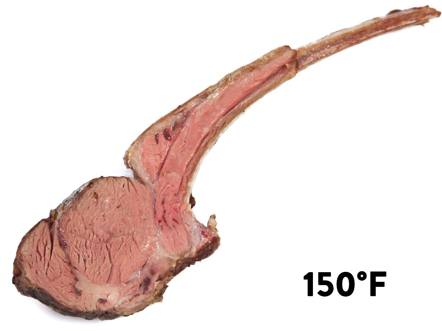 Sous vide lamb chop, cooked medium-well (150 degrees Fahrenheit)