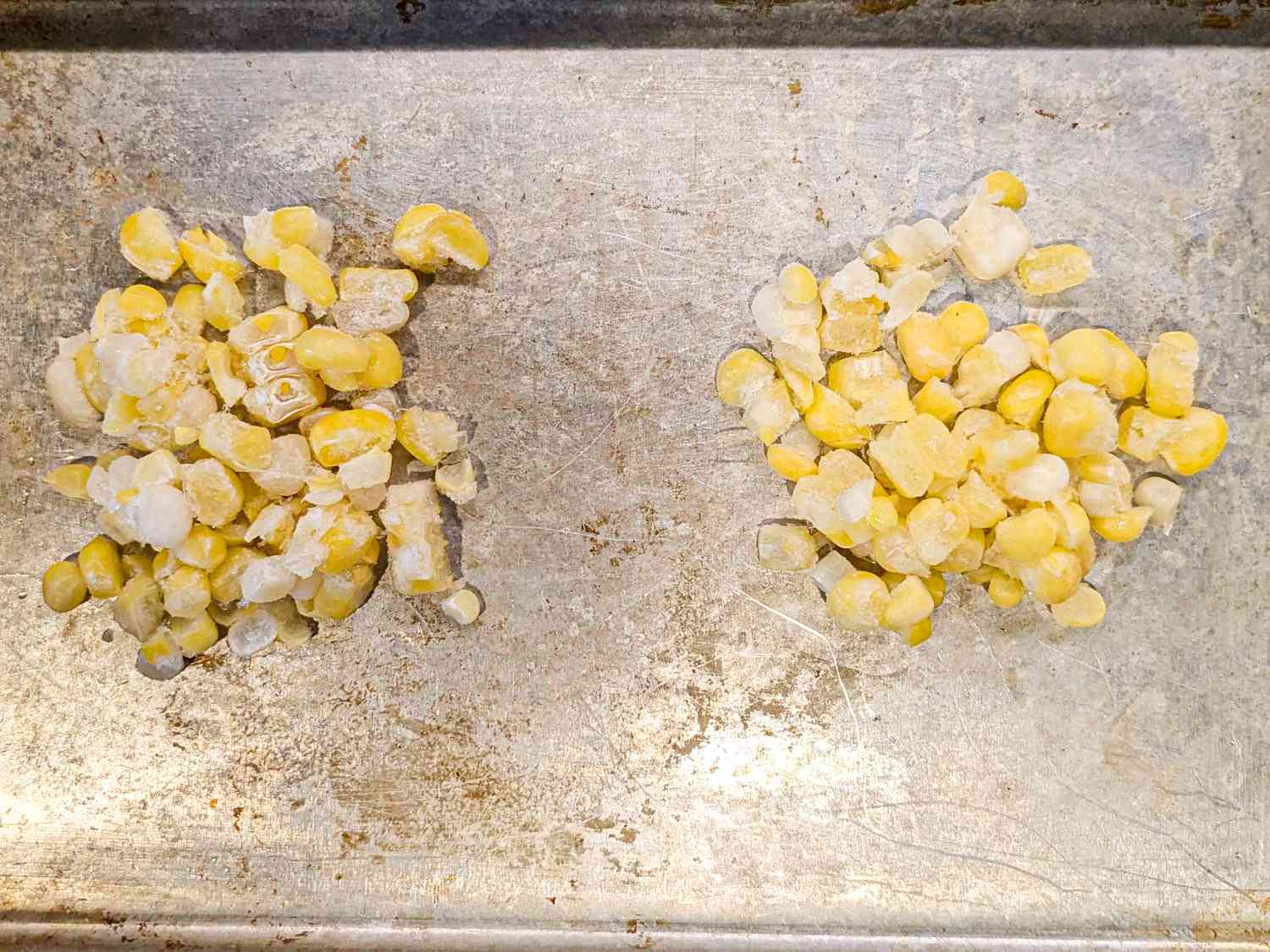 Overhead view of frozen corn