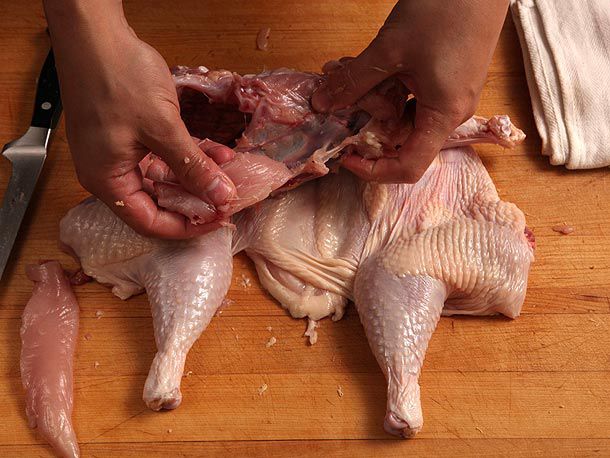 Pulling the turkey tenderloin away from the ligament