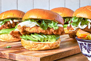 Side view of cemita sandwiches