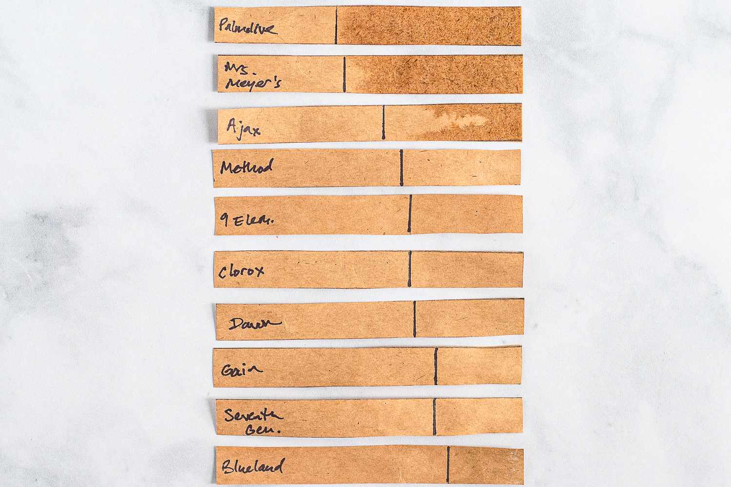 the strips of brown paper with water soaked on them