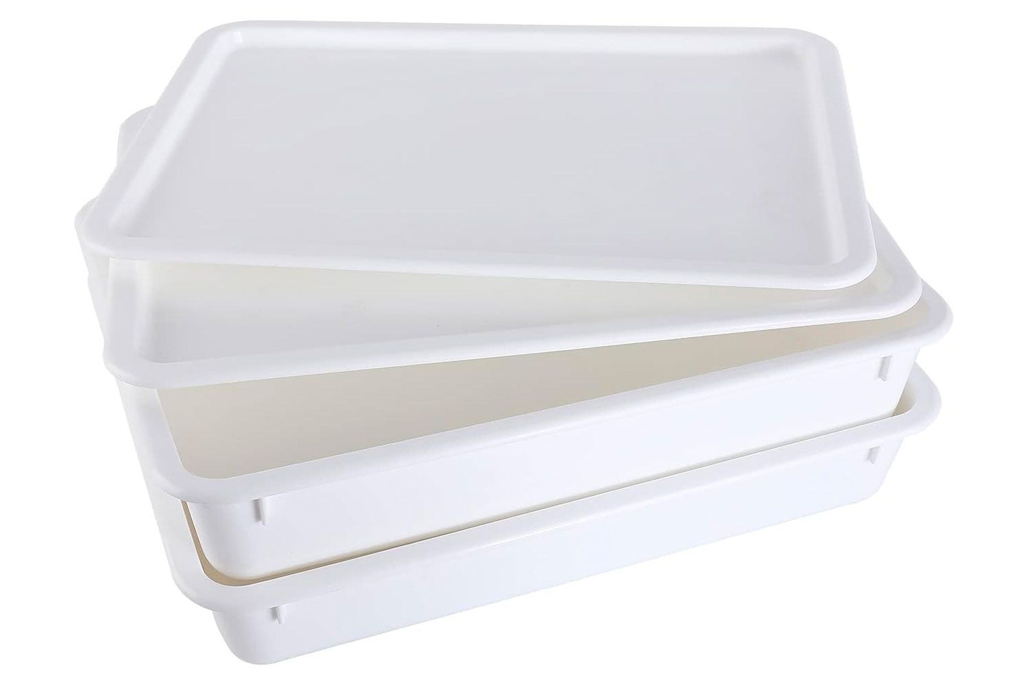 GSM Brands Pizza Dough Proofing Box - Stackable Commercial Quality Trays with Covers (17.25 x 13 Inches) - 2 Trays and 2 Covers