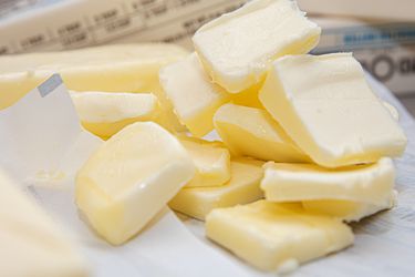 A pile of cubed butter 