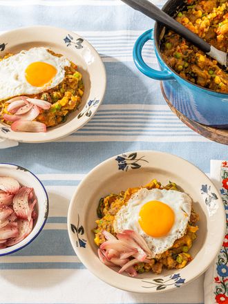 Overhead view of table set with Charquican