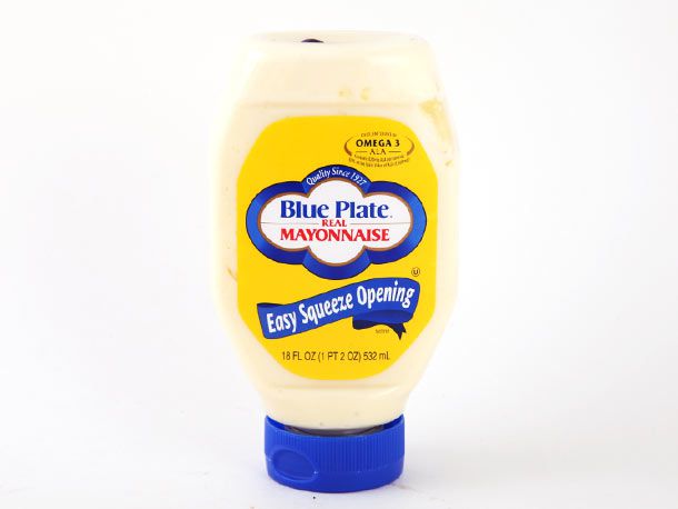 Container of Blue Plate brand mayonnaise.