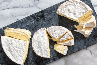 Overhead view of soft cheese