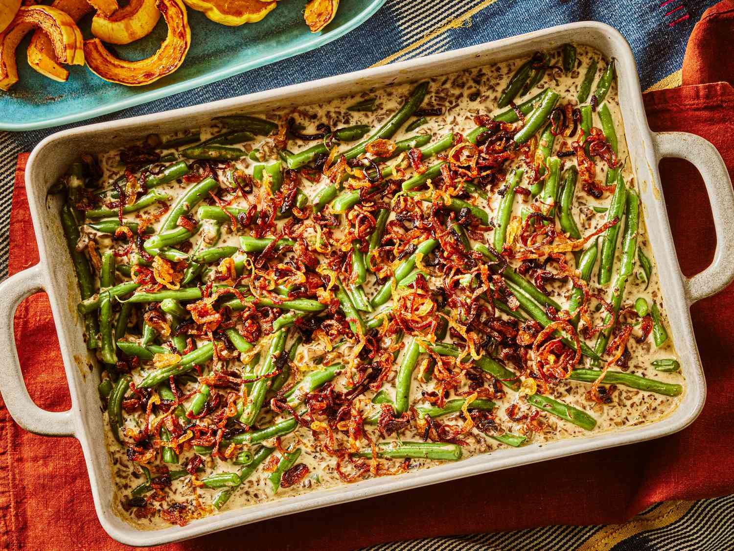 Overhead view of green bean casserole