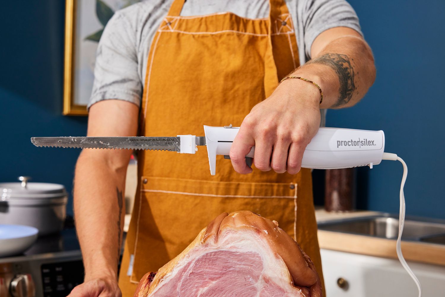 a person holding the proctor silex electric knife 