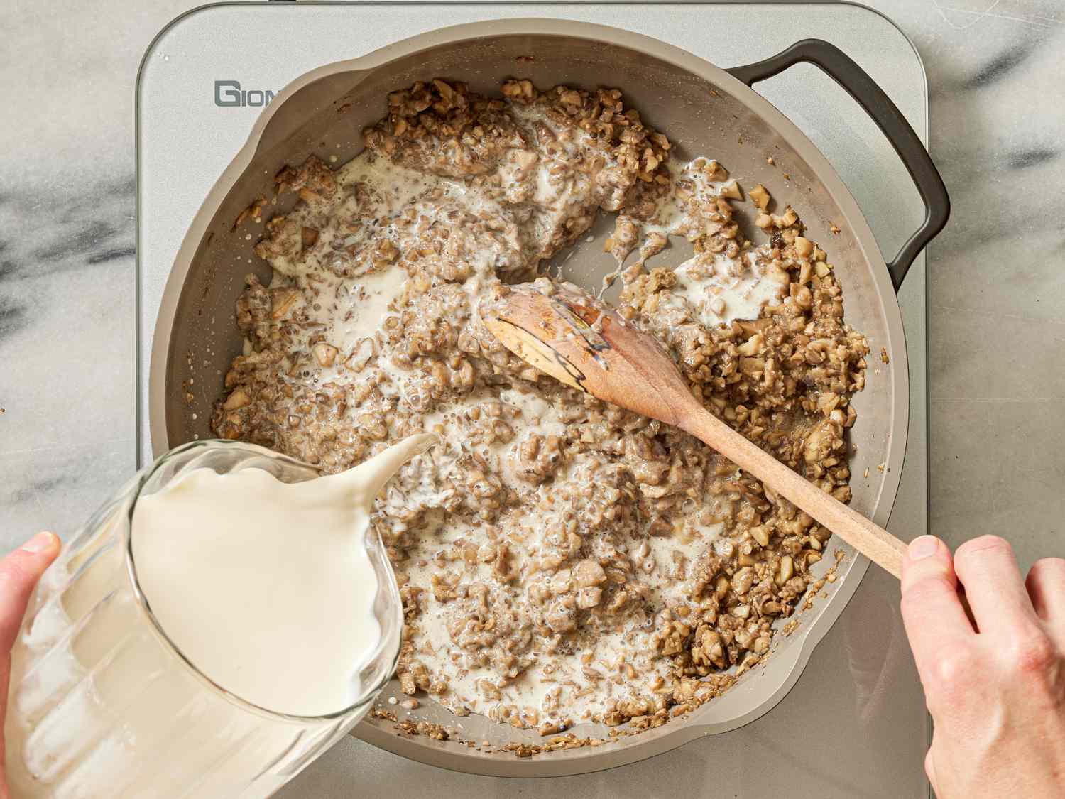 Overhead of adding dairy mixture