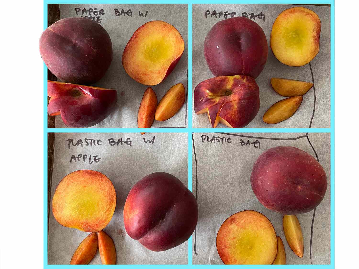 Four ways of ripening peaches