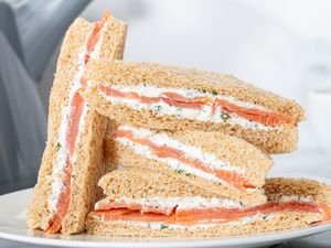 Side view of tea sandwiches