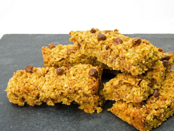 A British flapjack, a kind of oat bar meant as a snack. 