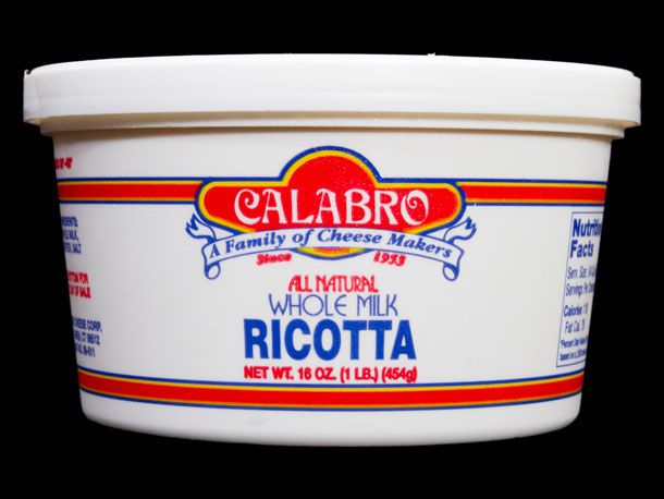 A tub of Calabro ricotta cheese.