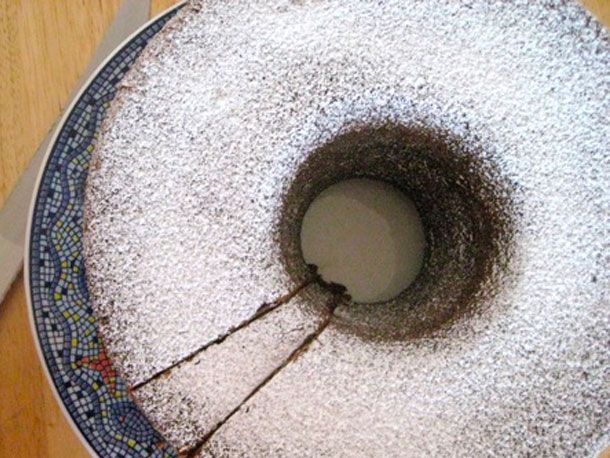 Overhead view of Philly fluff cake.