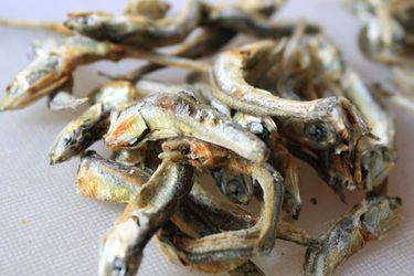 A pile of dried anchovies.