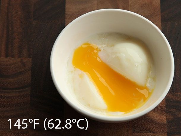 Egg cooked sous vide at 145°F (62.8°C) for 40 minutes.