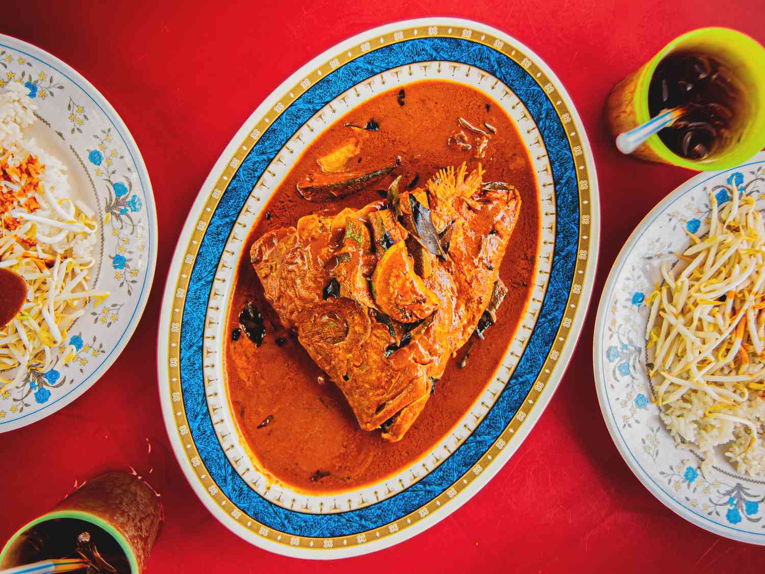 Overhead view of Fish head curry