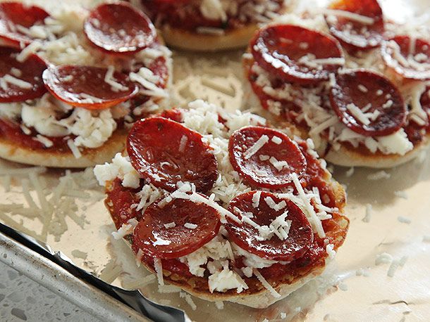 pepperoni pizza on English muffins