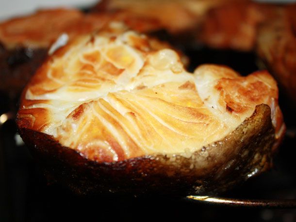 Close up view of a piece of tea smoked fish. 