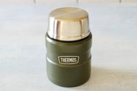 thermos food thermos on a blue background