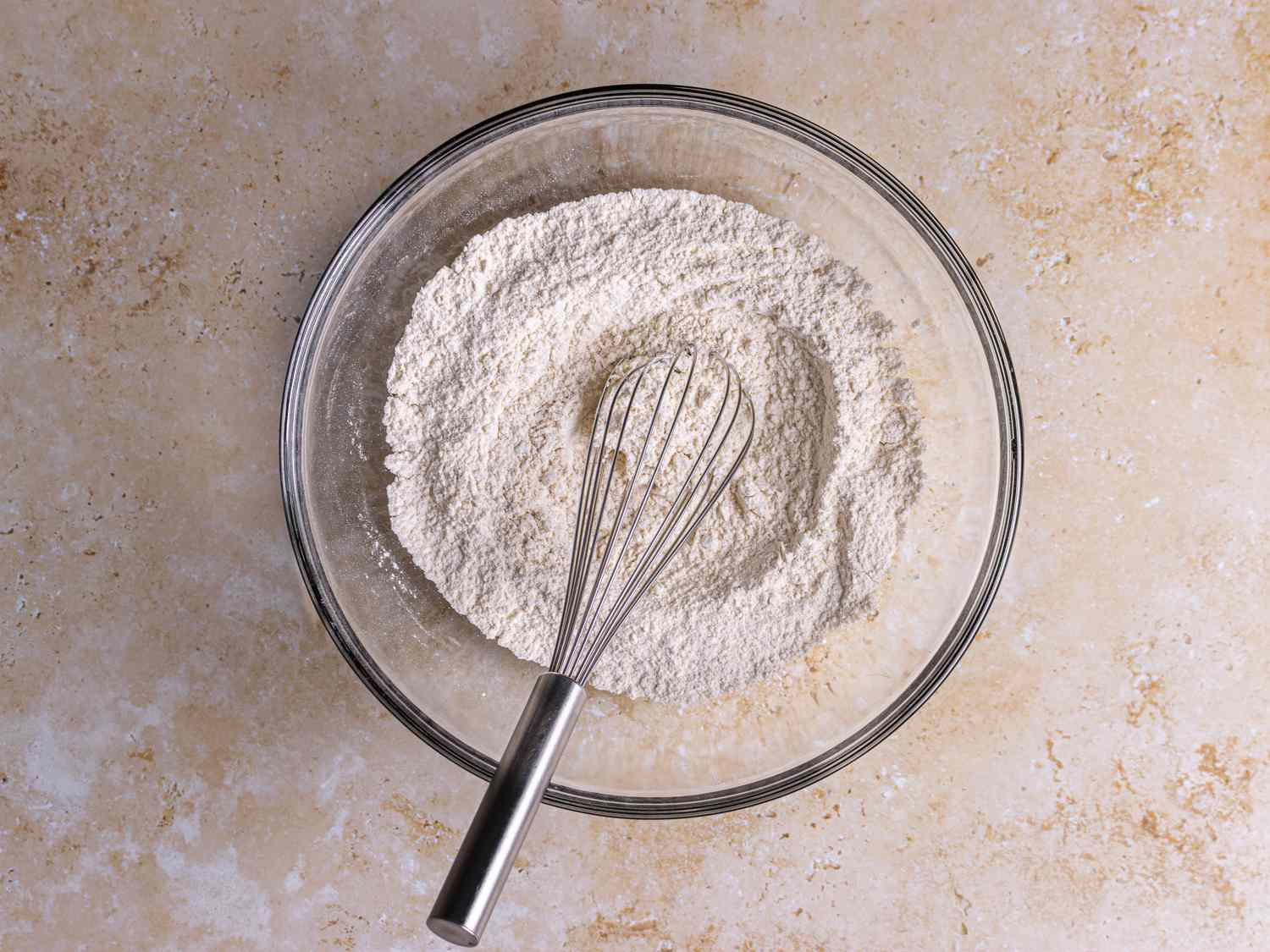 Dough dry ingredients combined in a bowl