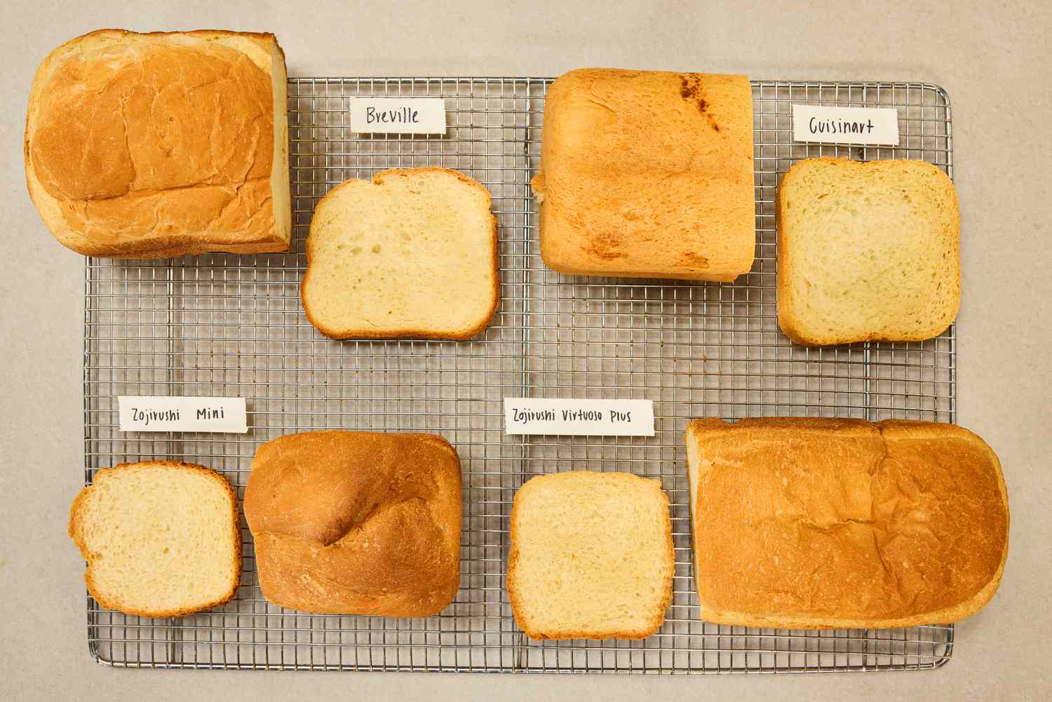 Bread made in many bread makers including the Breville Custom Loaf Bread Maker on a rack