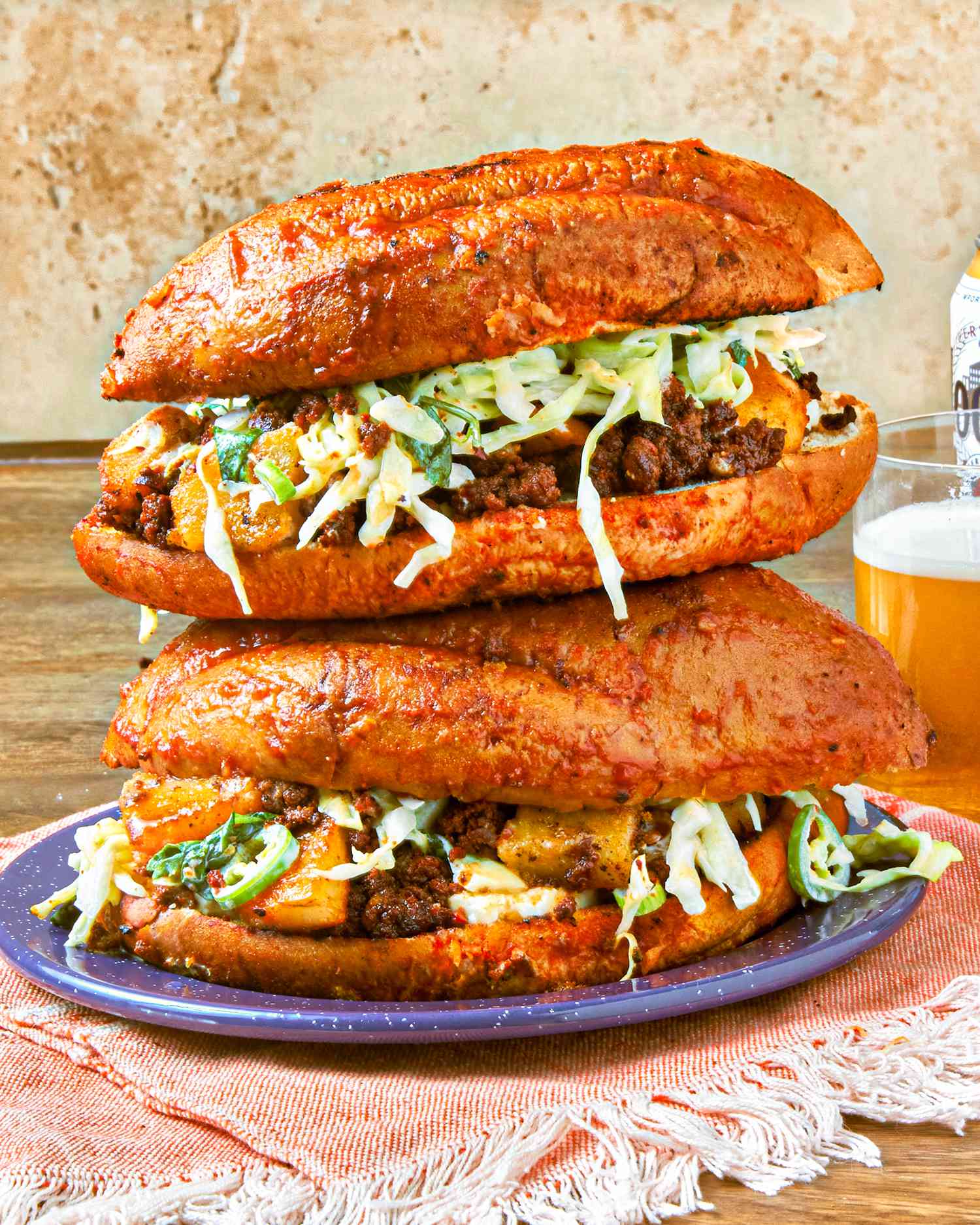 Side view of stacked pambazo.