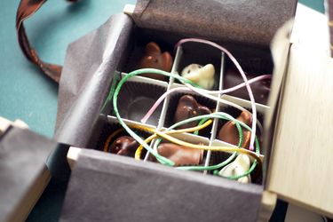 an open box of chocolate mice 