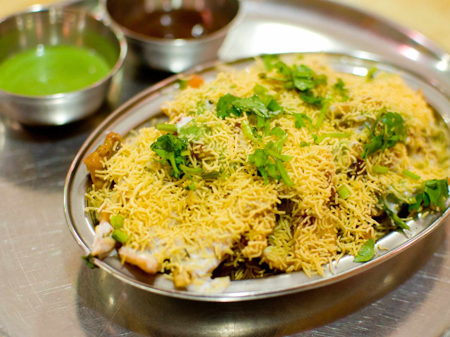 A dish of papri chat at Samudra