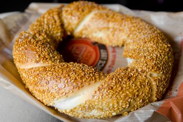 Simit bread coated in sesame seeds