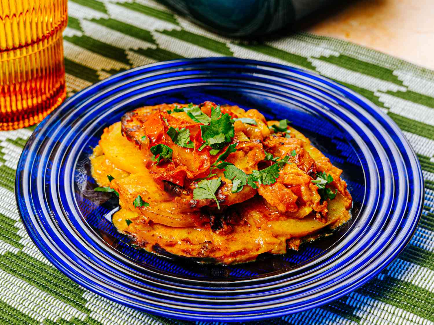 Overhead view of spiced potato gratin 