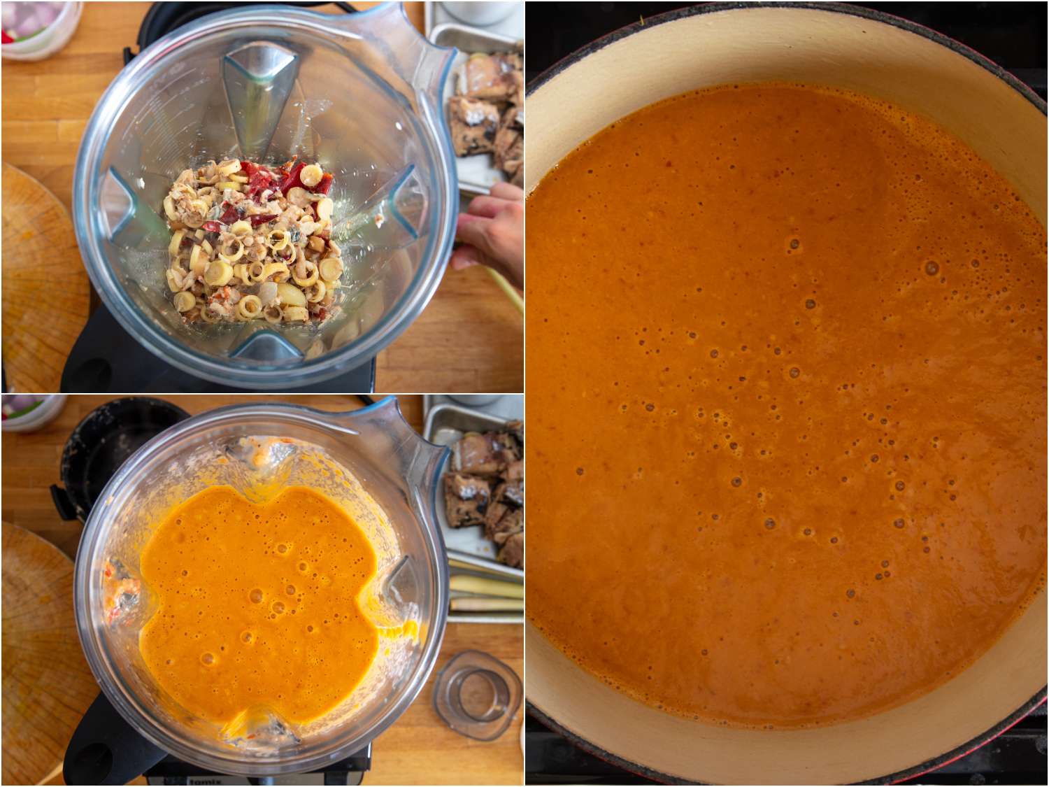 Blending aromatics until smooth.