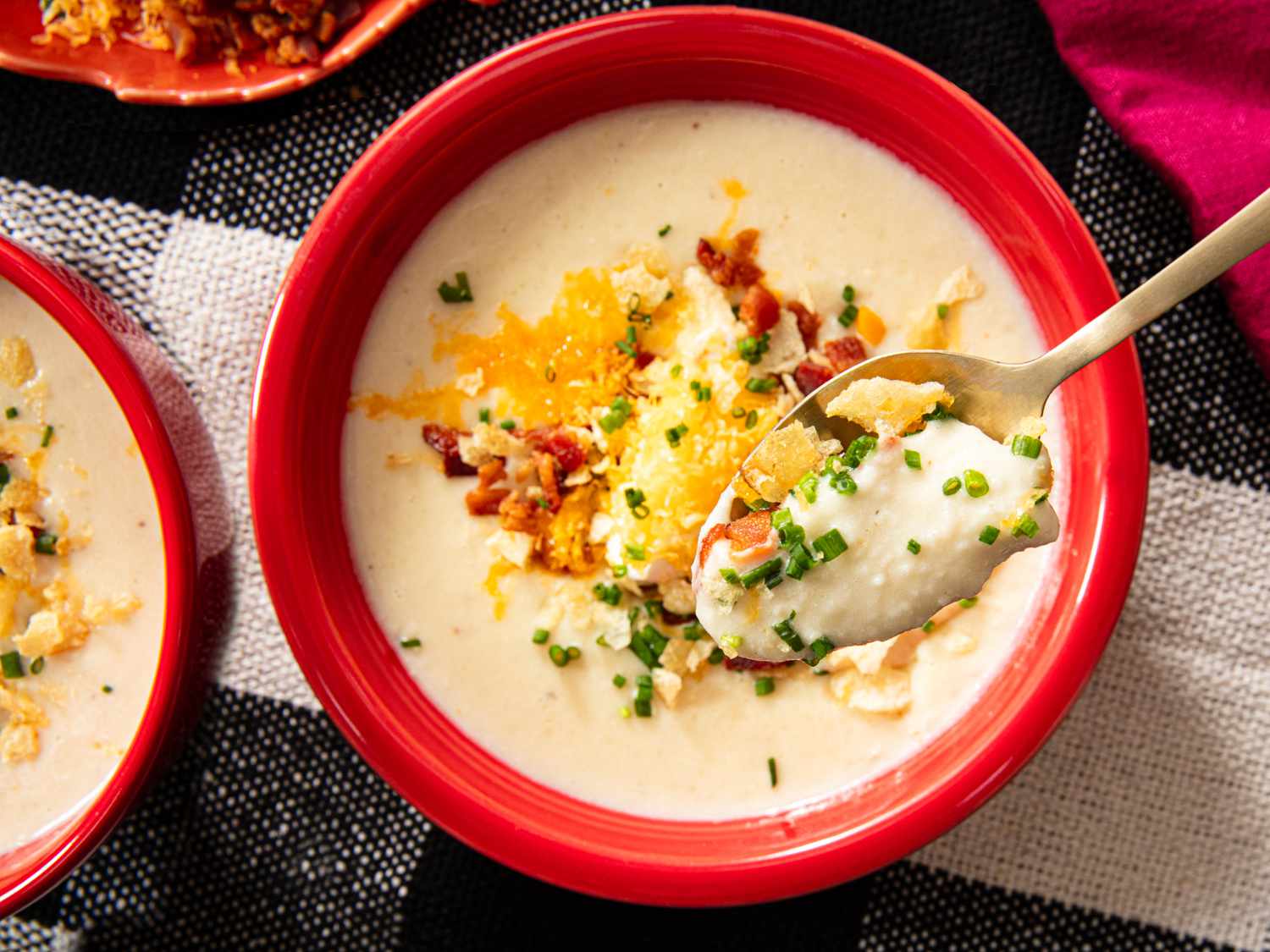 Overhead view of Baked Potato Soup
