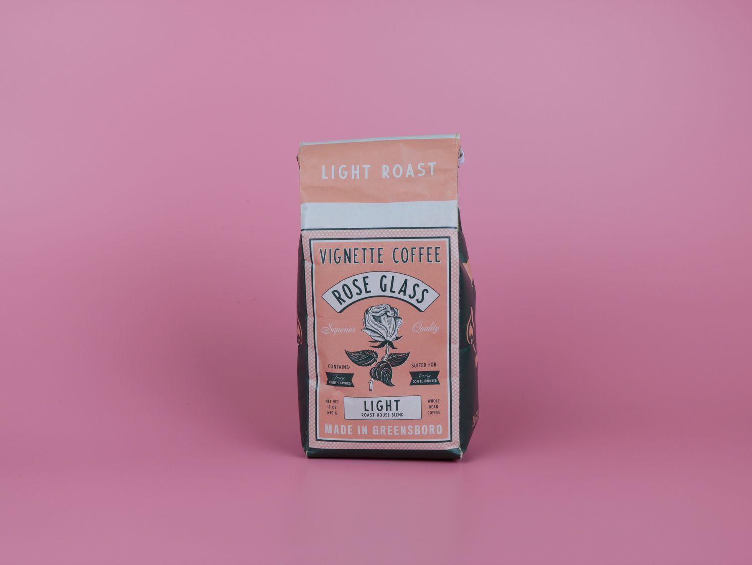 a bag of Rose Glass blend from Vignette Coffee Roasters