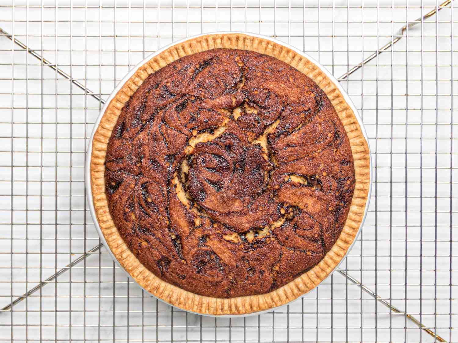Overhead view of finished pie