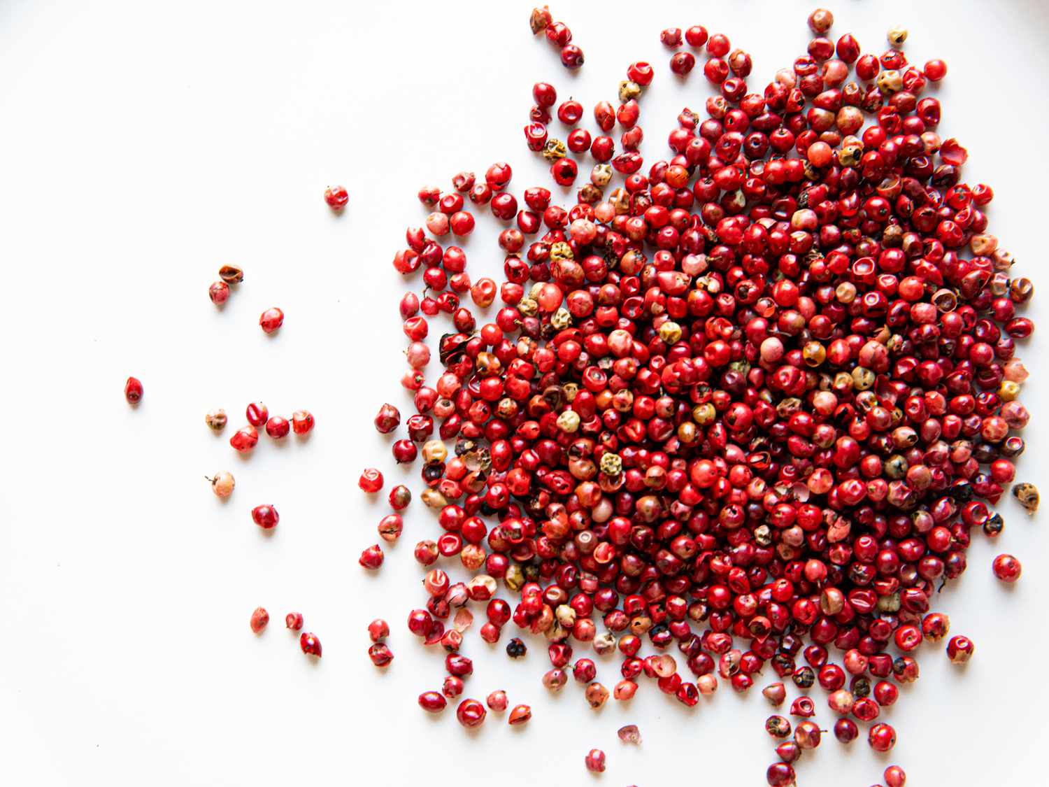 Overhead view of pink peppercorn