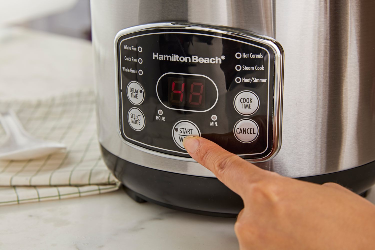 Then control panel of the Hamilton Beach rice cooker.