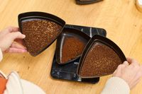 The different settings of ground coffee made in the Baratza ZCG495 Encore ESP Coffee Grinder