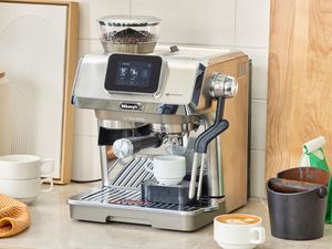 The De'Longhi La Specialista Touch Espresso Machine on a kitchen countertop
