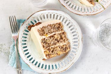 Overhaed view of hummingbird cake