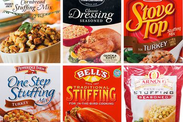 An assortment of stuffing mixes. 