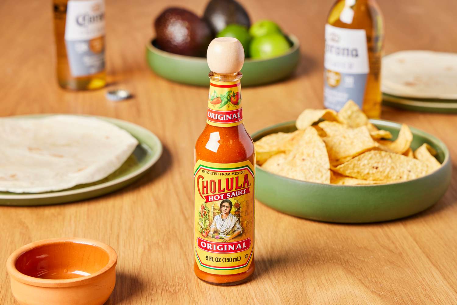 Cholula Original Hot Sauce on table