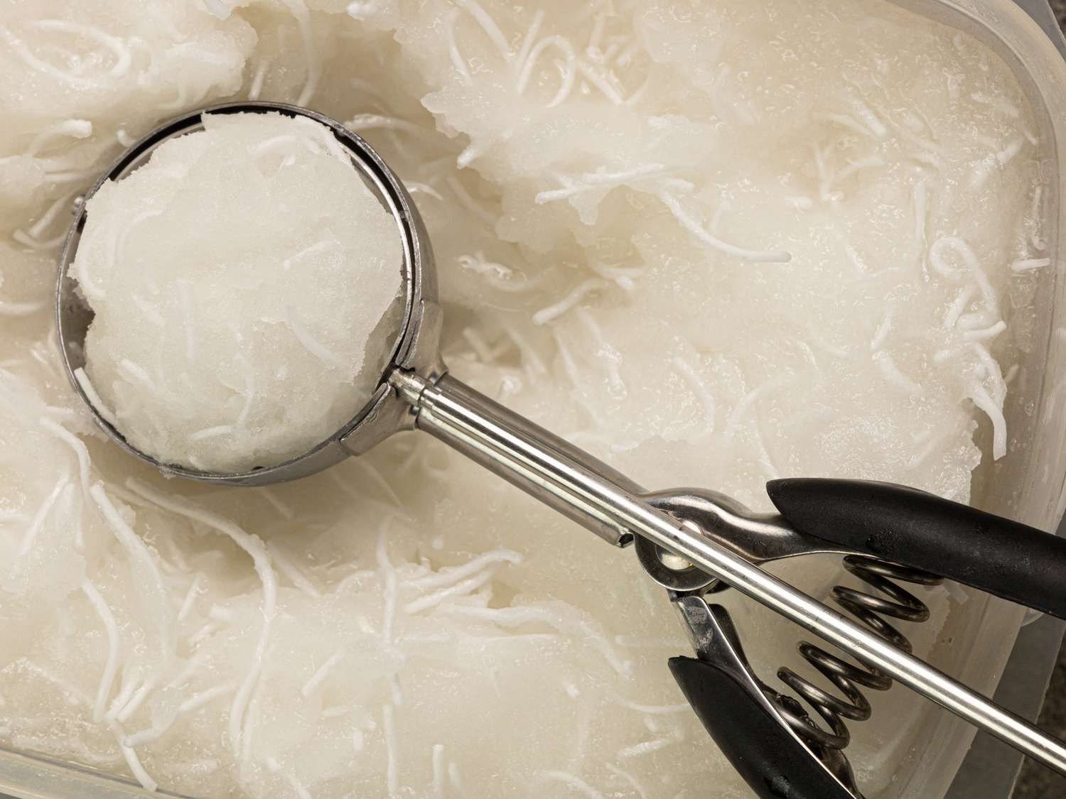 Overhead view of ice cream scooper