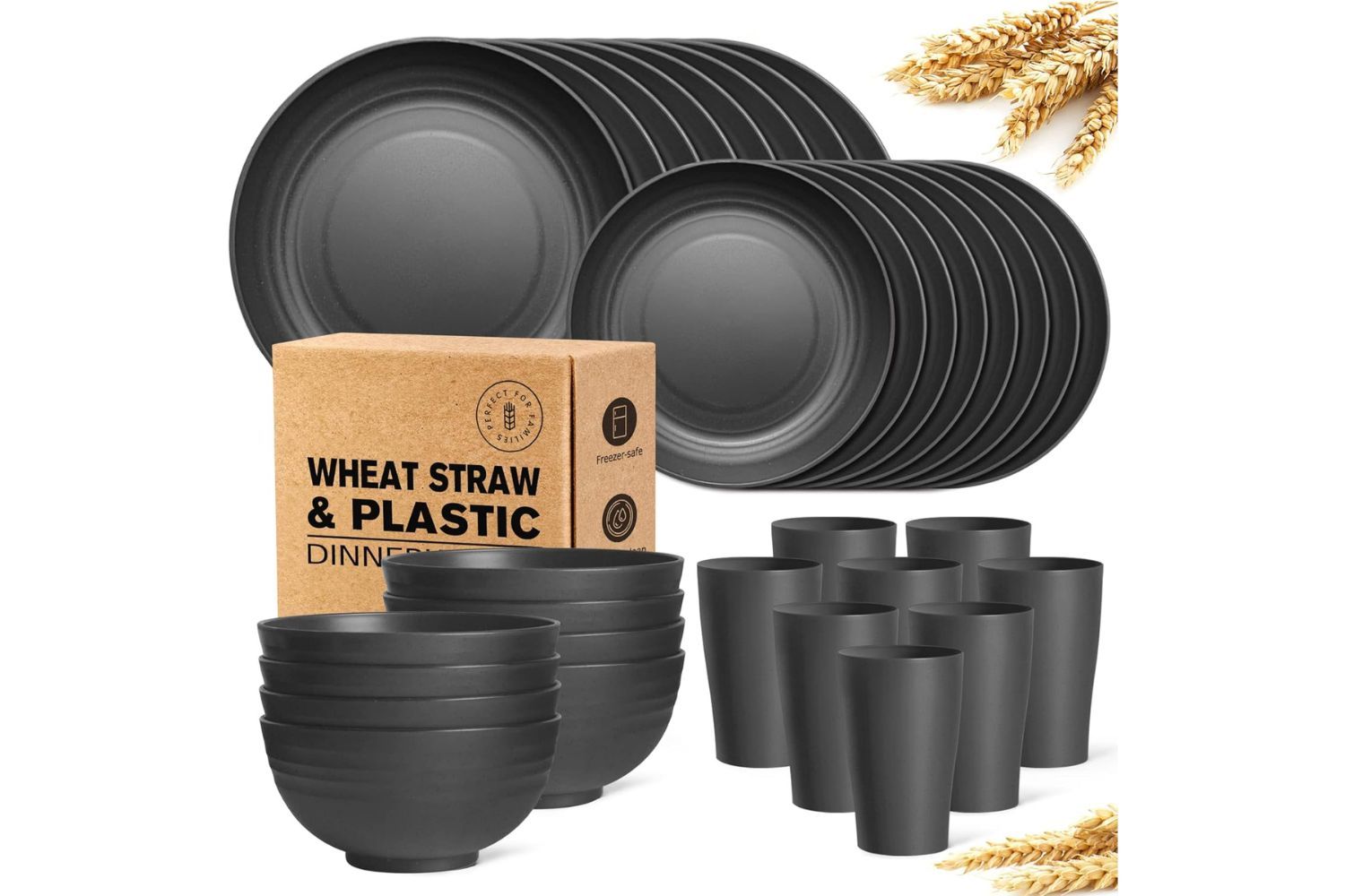 Tevio Plastic Wheat Straw Dinnerware Set