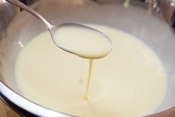 Closeup of custard base, ready to be churned.